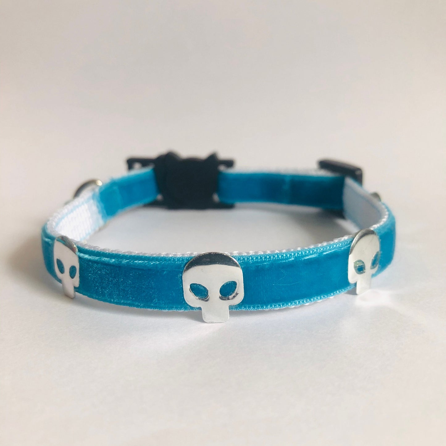Cat Collar - Blue Velvet Goth Kitty Safety Collar with Bell