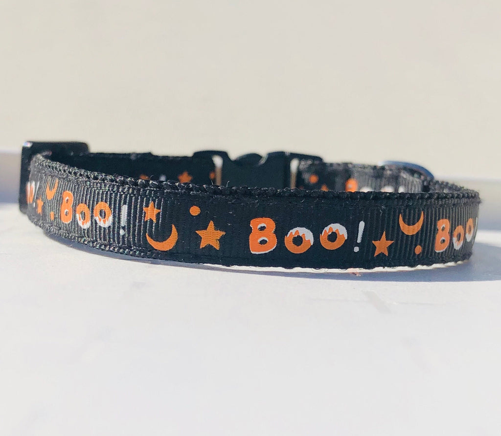Collier de chat sécurisé à dégagement rapide pour Halloween, noir, avec charm citrouille et clochette