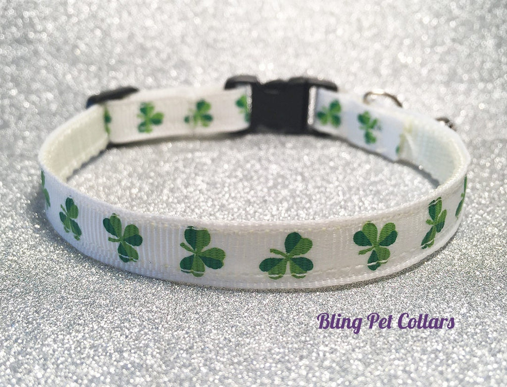 White Shamrock Cat Collar