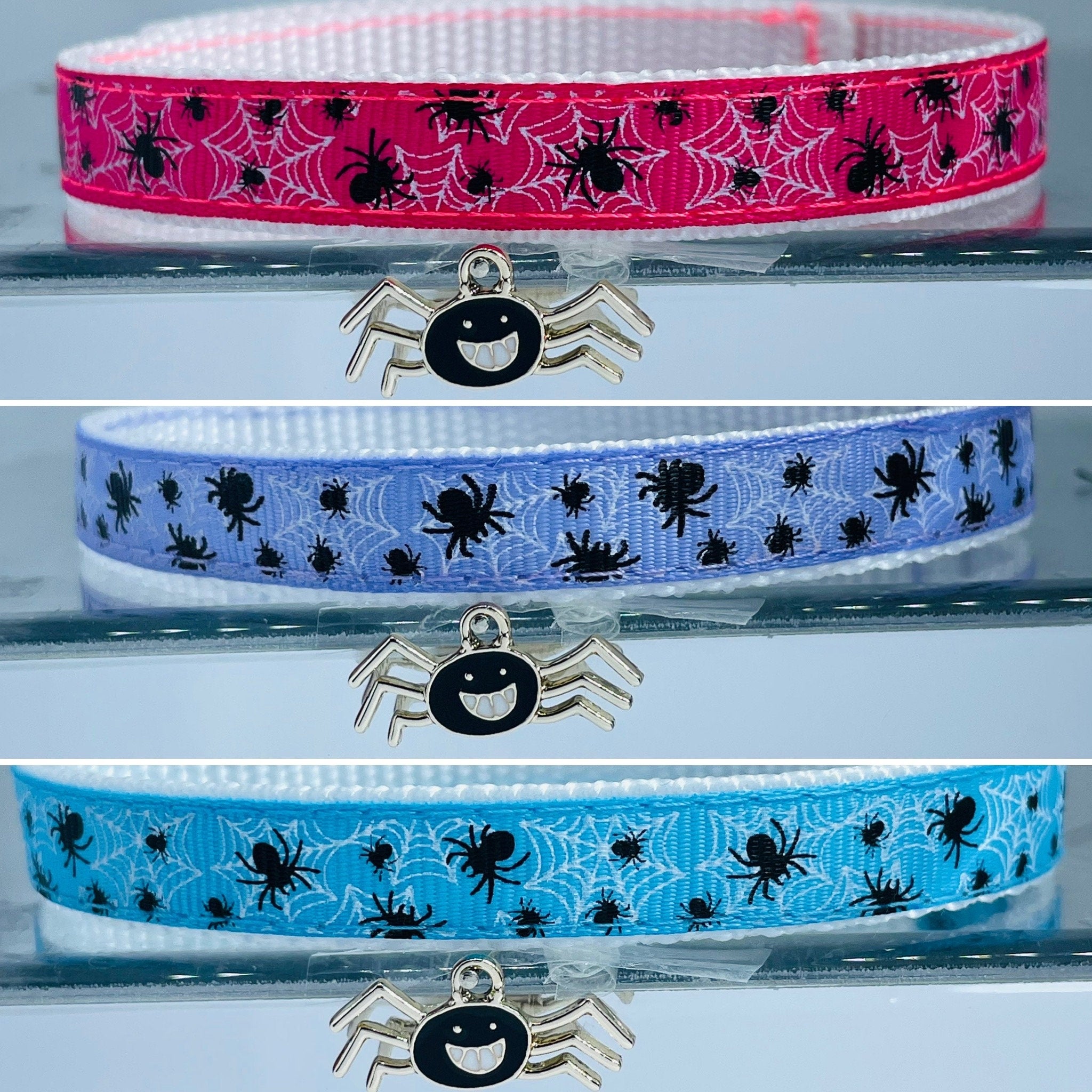 Spinnennetz-Katzenhalsband mit Glöckchen: Sicherheitsverschluss mit Sollbruchstelle