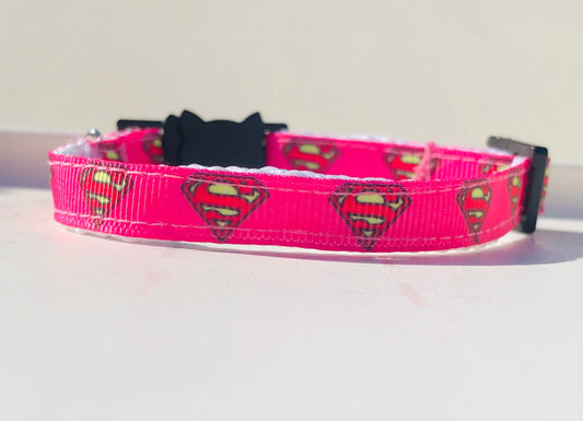 Vivid Pink Supercat Safety Breakaway Cat Collar and Bell