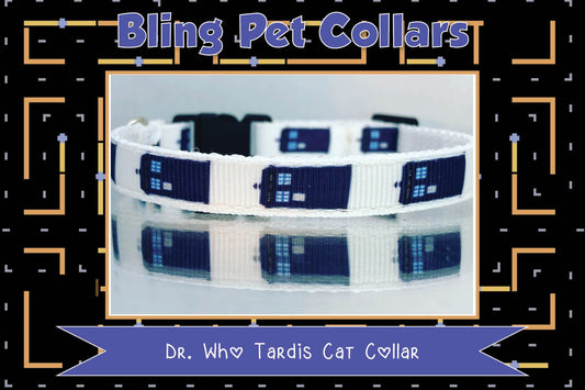 Doctor Who Tardis Safety Cat or Dog Collar and Bell