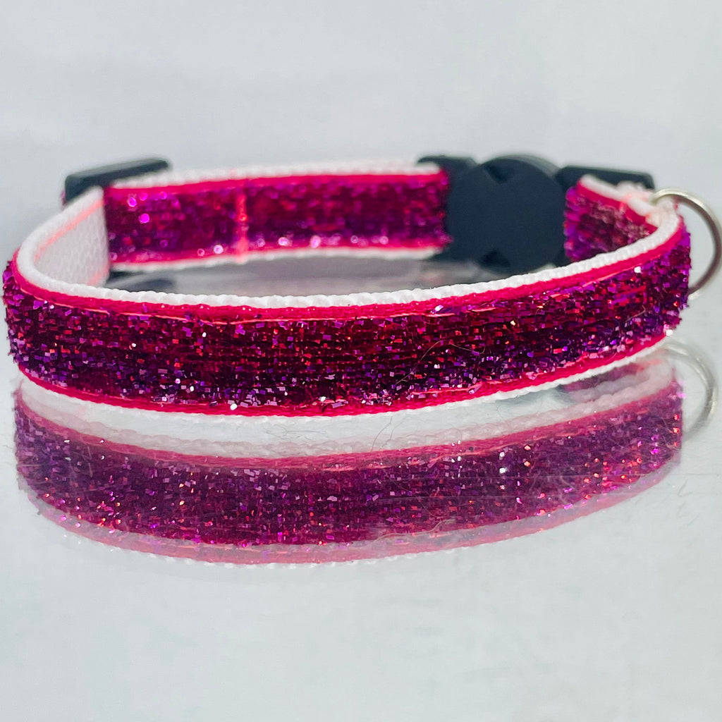 Glitzer-Lametta-Katzenhalsband in Pink mit Sicherheitsverschluss