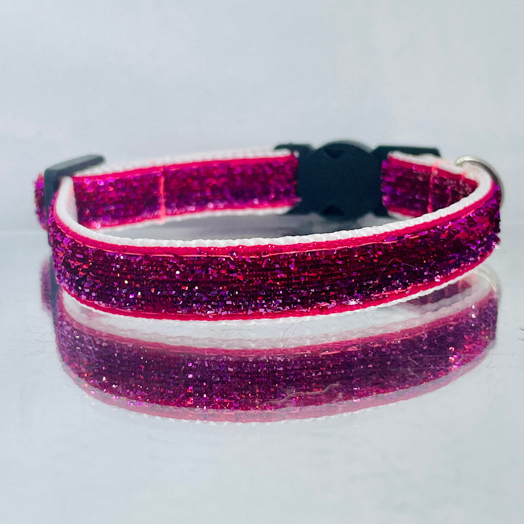 Glitzer-Lametta-Katzenhalsband in Pink mit Sicherheitsverschluss