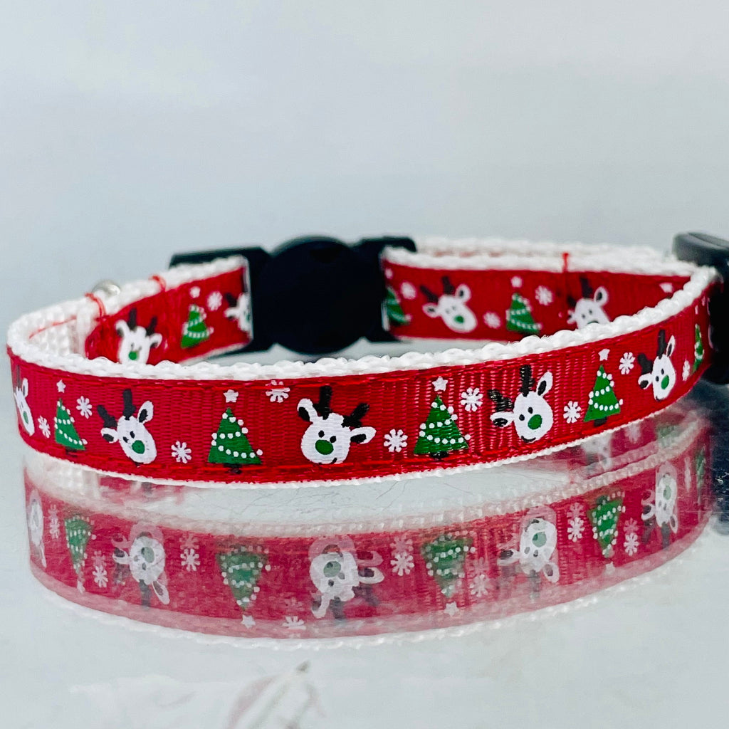 Rentier Rudolf die rot Nasen Katze rot Weihnachten Halsband mit Anhänger und Glöckchen