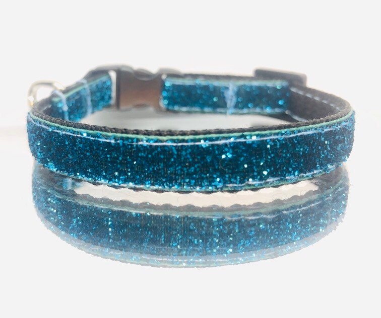 Blau glitzerndes Sicherheits-Katzenhalsband