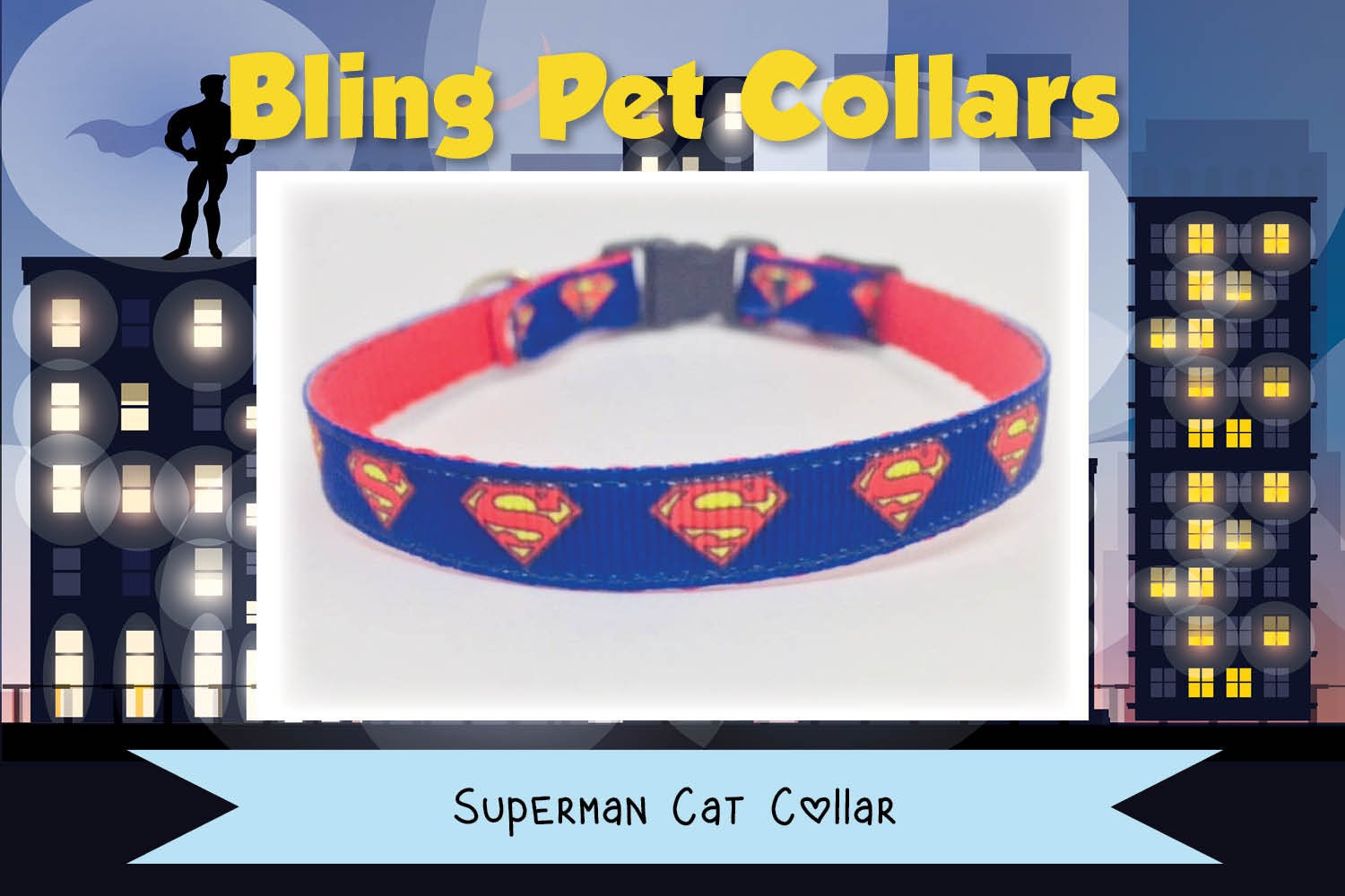 Supercat Blue Safety Breakaway Cat Collar