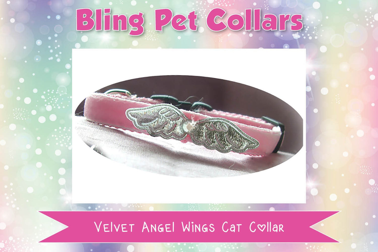 Velvet Angel Wings Safety Breakaway Cat Collar and Bell