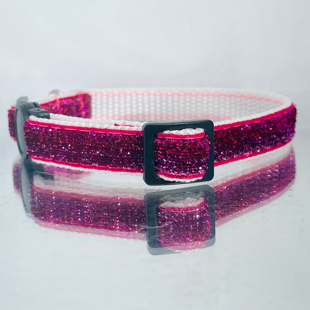 Glitzer-Lametta-Katzenhalsband in Pink mit Sicherheitsverschluss