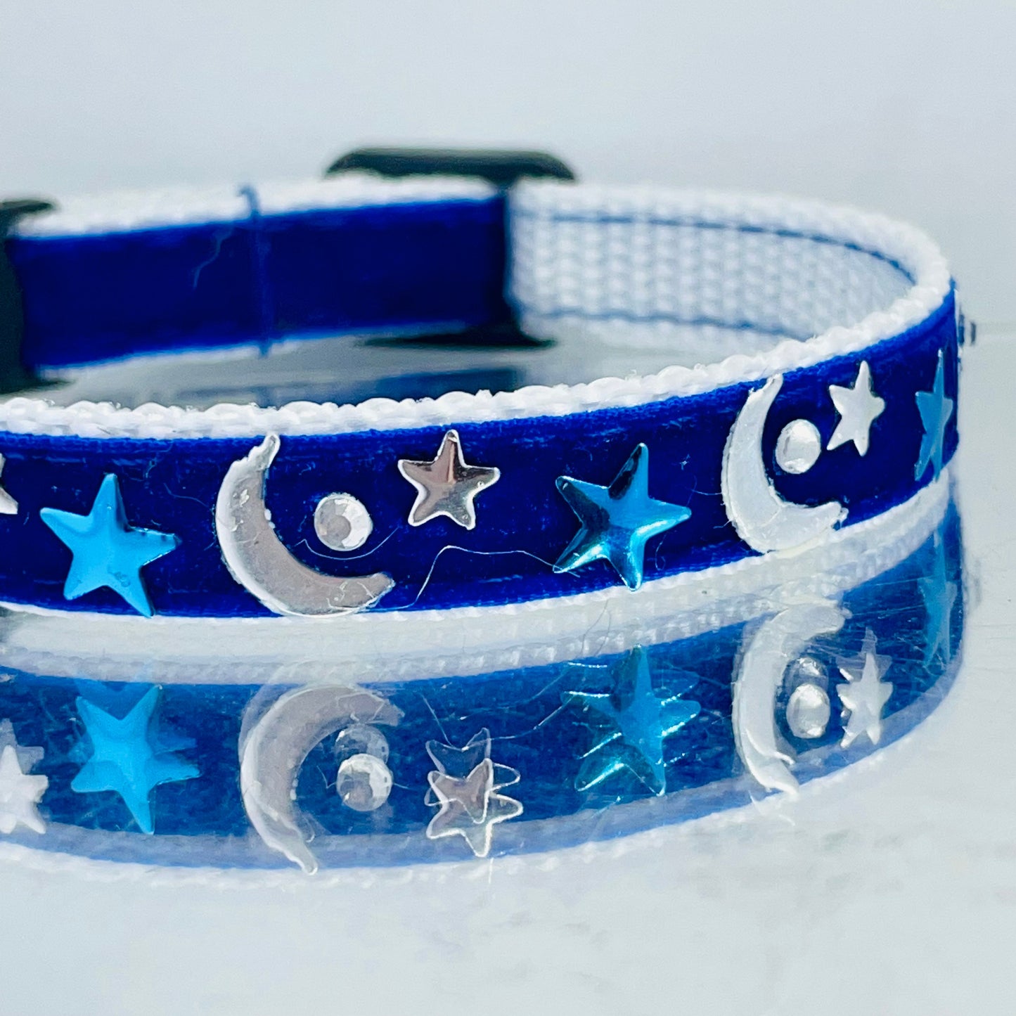 Starry Starry Night Blue Velvet Collar with Charm and Bell