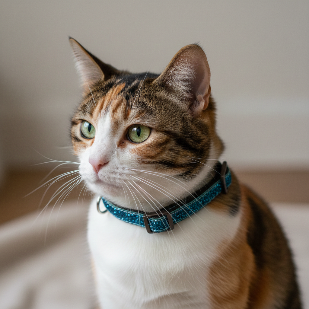 Blau glitzerndes Sicherheits-Katzenhalsband