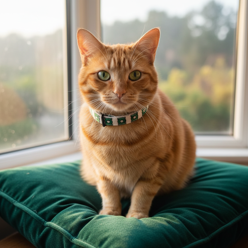 The Green Lantern White Safety Breakaway Cat Collar and Bell