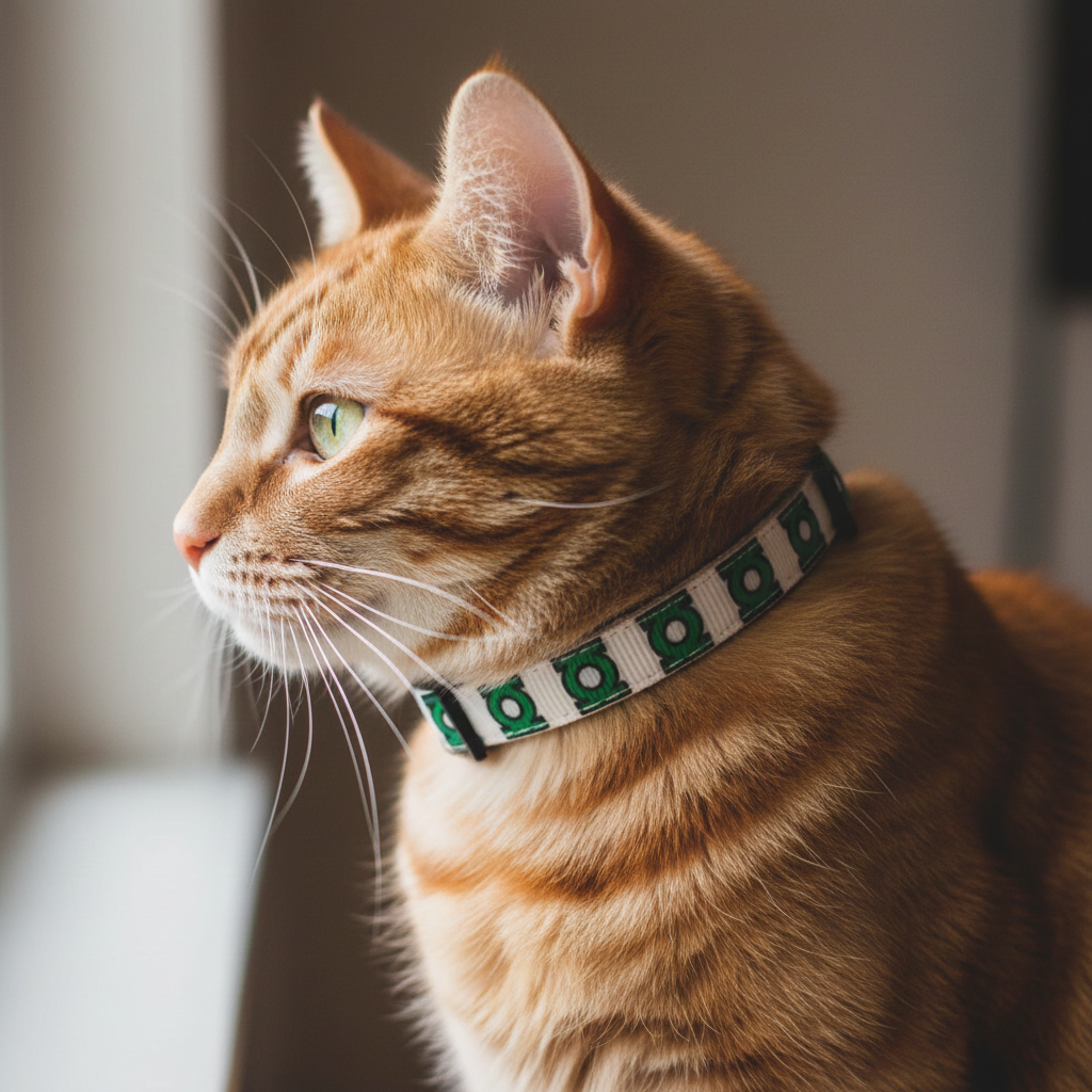 The Green Lantern White Safety Breakaway Cat Collar and Bell