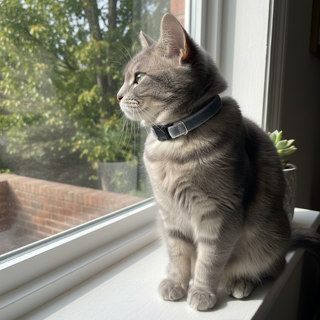 Grey Velvet Safety Cat Collar and bell