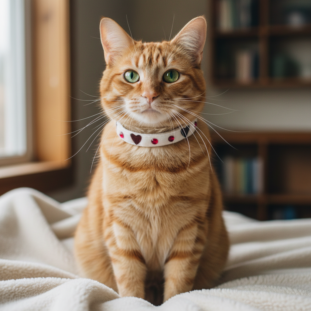 Love Hearts on White Velvet Cat Collar