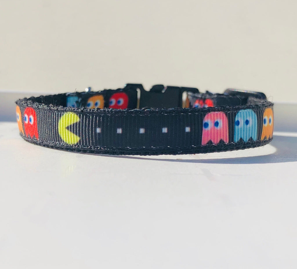 Collar with colorful ghost design on a white background