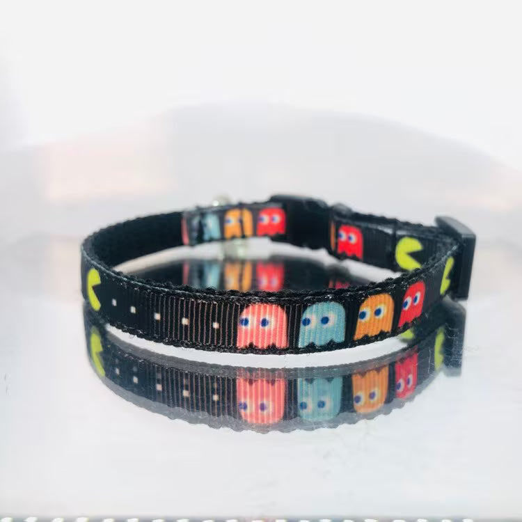 Pac-Man Safety Breakaway Cat Collar, Charm and Bell