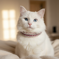 Rosa Samt Katzenhalsband mit Kristall und Glöckchen