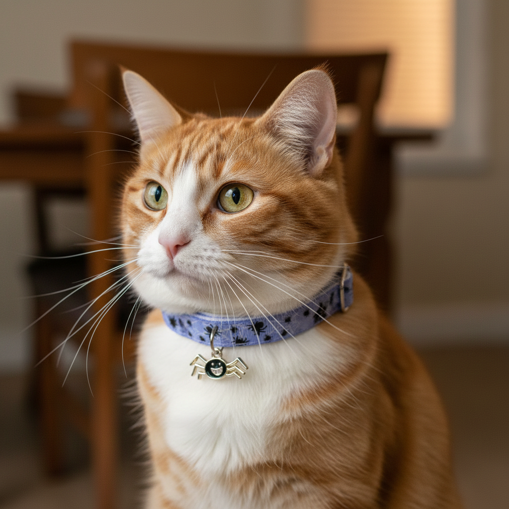 Spinnennetz-Katzenhalsband mit Glöckchen: Sicherheitsverschluss mit Sollbruchstelle