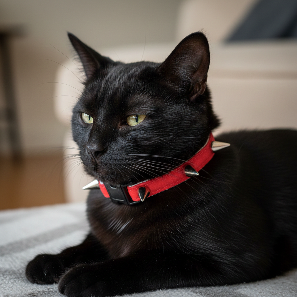 Red Velvet Spiked Cat Collar: Safety Breakaway with Bell