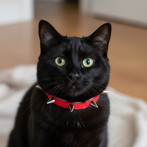 Spiked Velvet Cat Collar: Rock Kitty Safety Collar with Bell