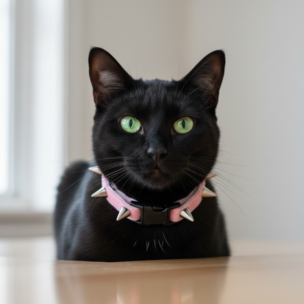 Samtrosa Katzenhalsband mit Nieten und Sicherheitsverschluss – Rock-Kitty-Style für wilde Katzen!
