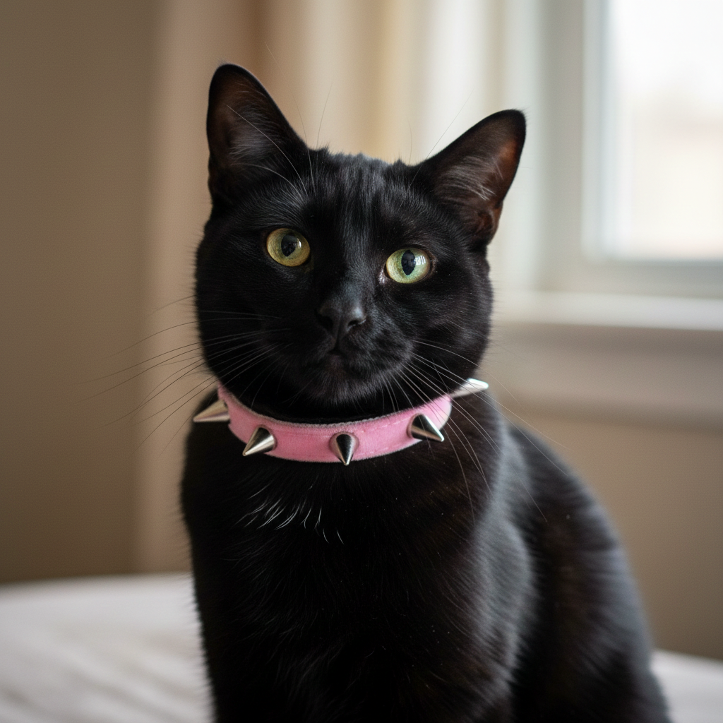 Collier de sécurité pour chat en velours clouté : Collier de sécurité pour chat Rock Kitty avec clochette
