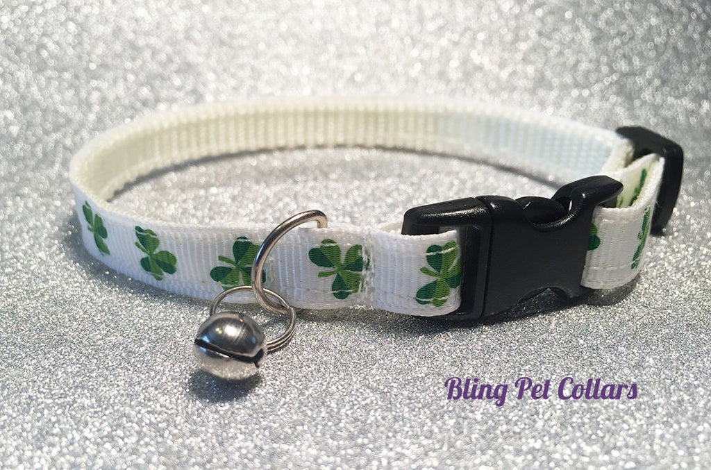 White Shamrock Cat Collar