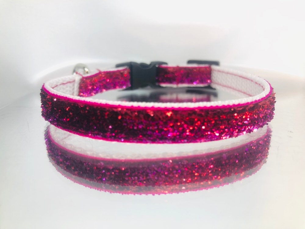 Glitzer-Lametta-Katzenhalsband in Pink mit Sicherheitsverschluss