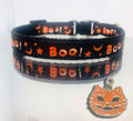 Collier de chat sécurisé à dégagement rapide pour Halloween, noir, avec charm citrouille et clochette