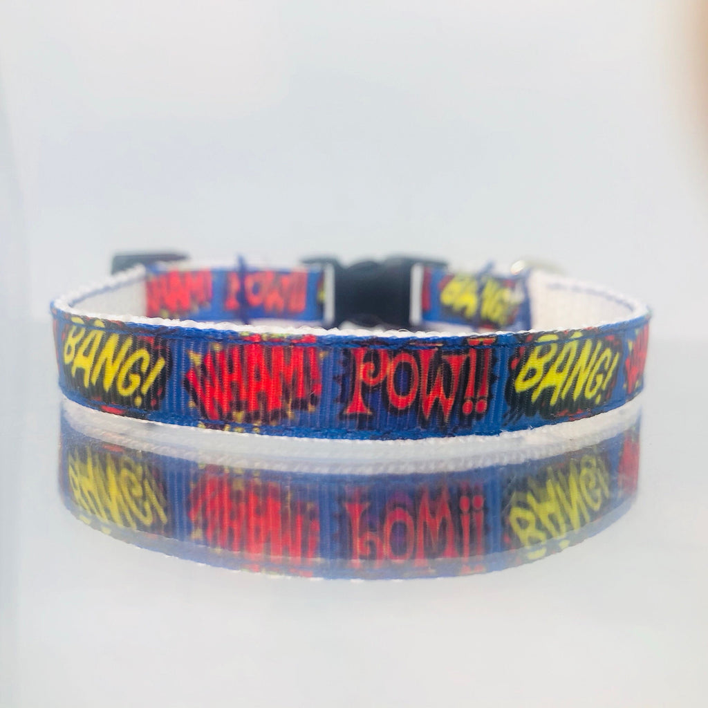 Comic Book Graphic Breakaway Cat Collar and Bell