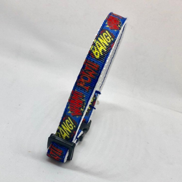 Comic Book Graphic Breakaway Cat Collar and Bell