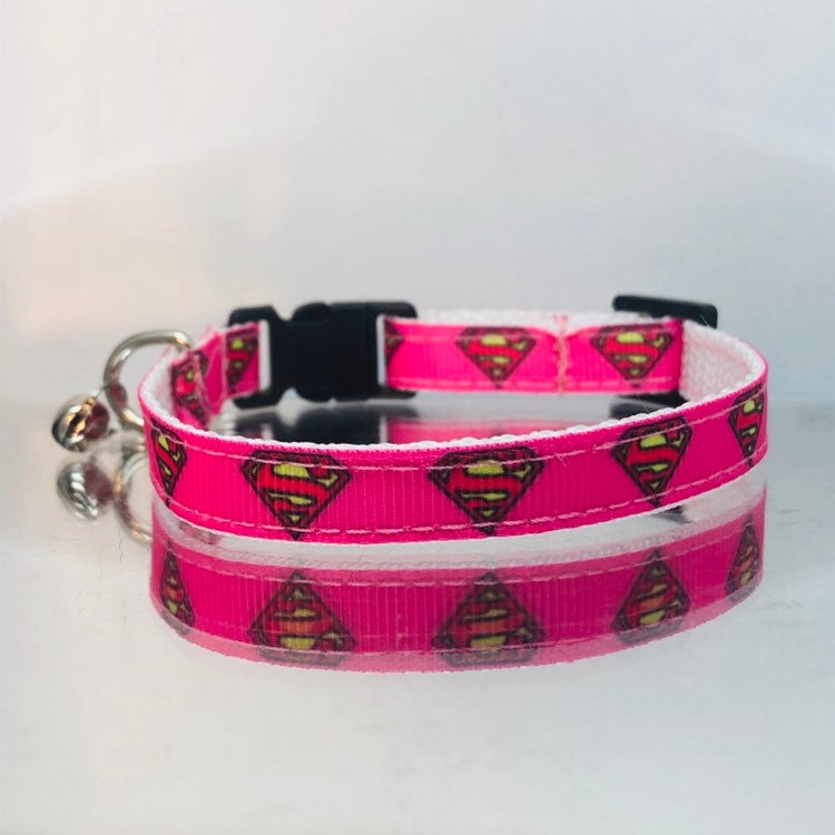 Vivid Pink Supercat Safety Breakaway Cat Collar and Bell