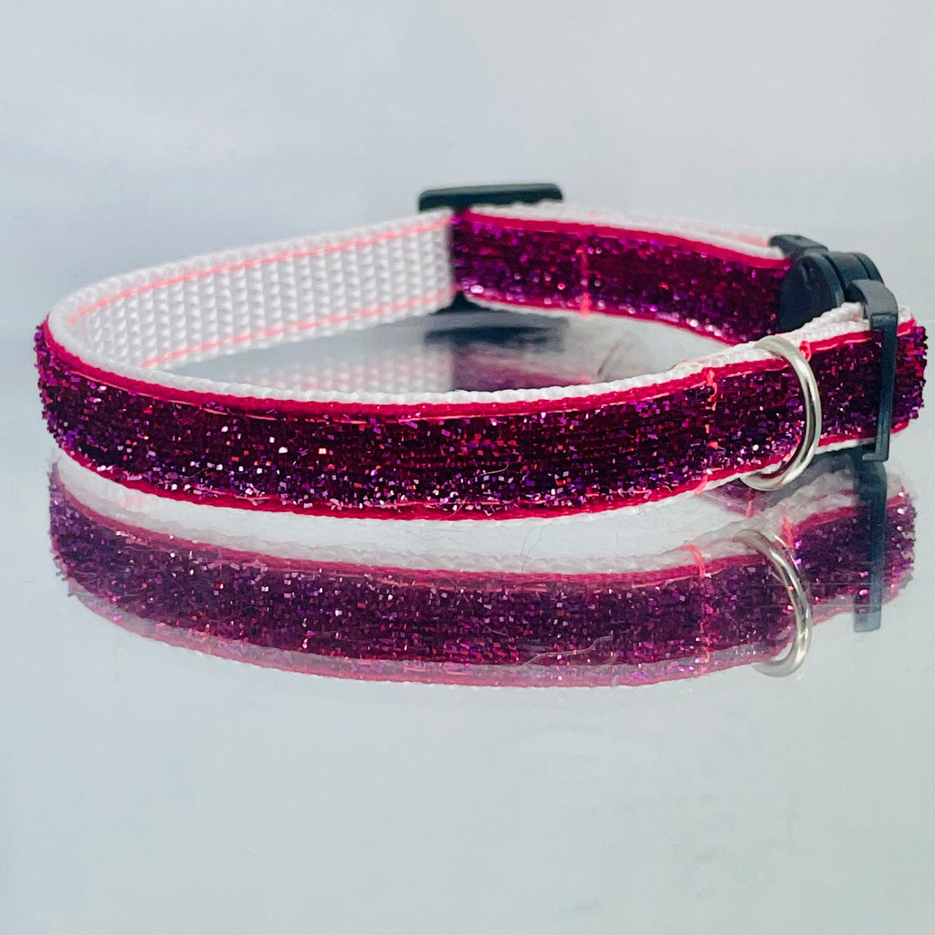 Glitzer-Lametta-Katzenhalsband in Pink mit Sicherheitsverschluss