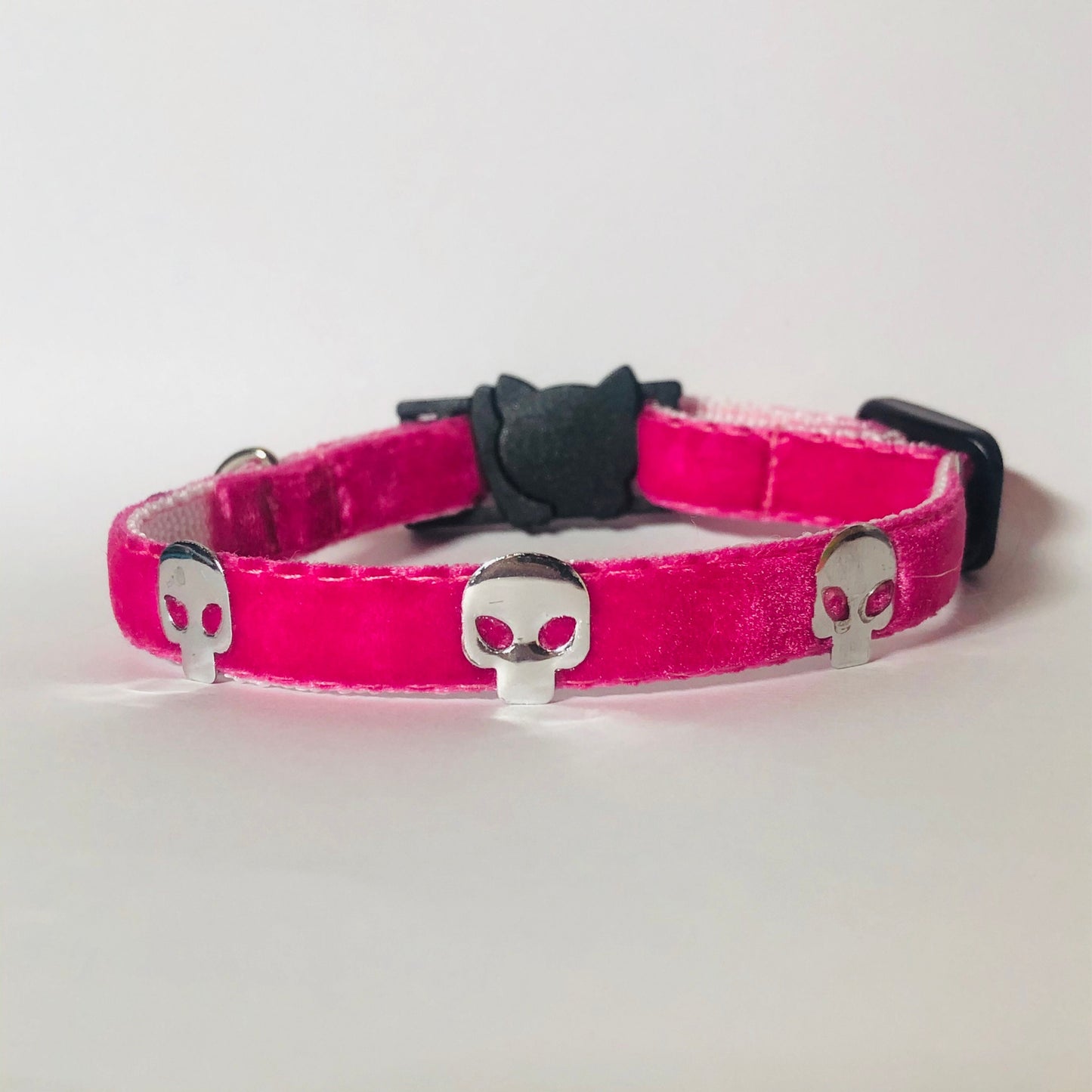 Cat Collar - Pink Velvet Goth Kitty Safety Collar with Bell