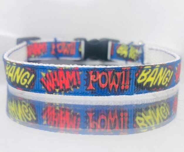 Comic Book Graphic Breakaway Cat Collar and Bell